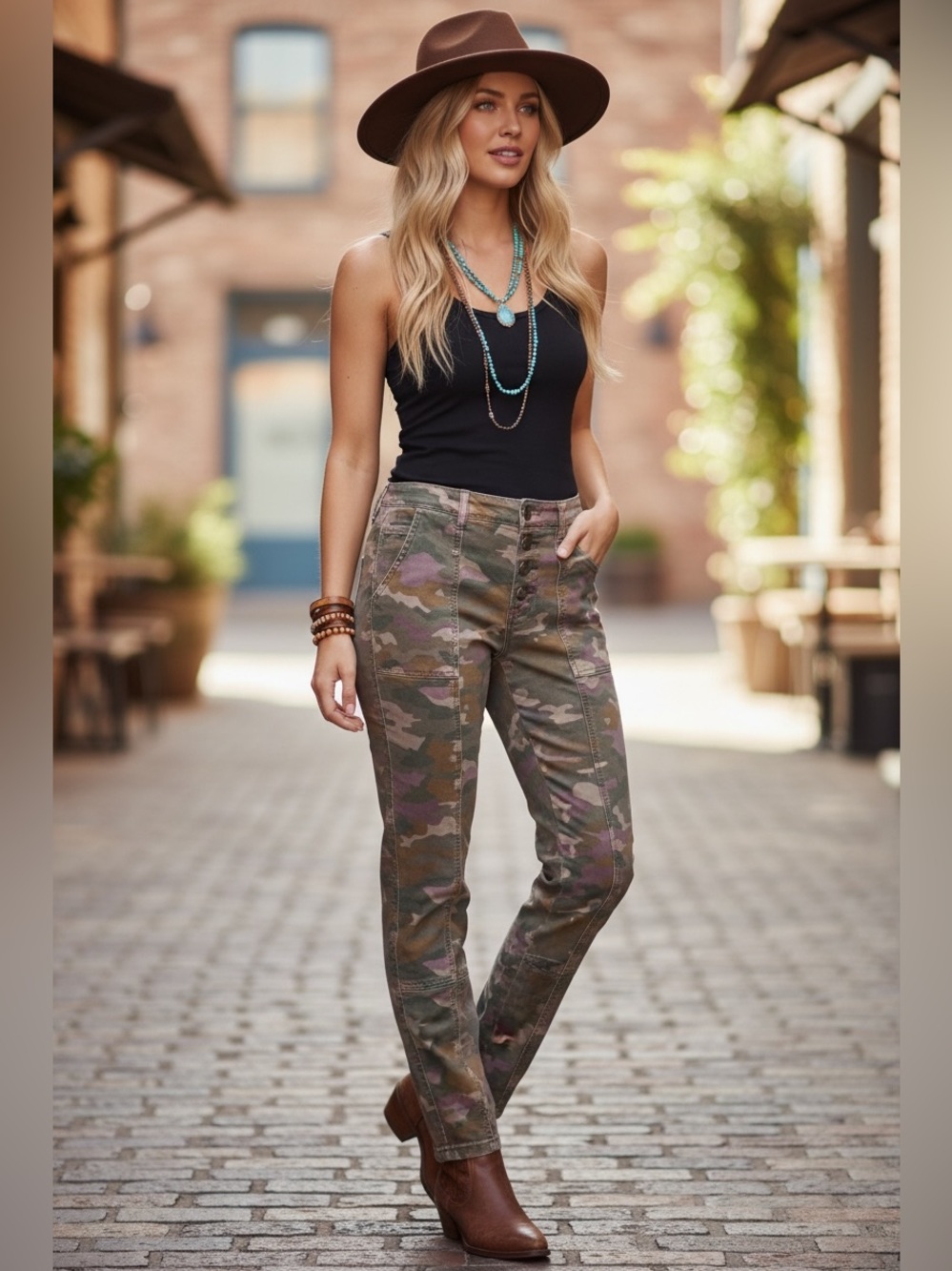 Anthropologie Pilcro Camo Button Fly Utility Pants Women’s 28